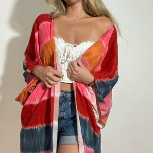 Full length rainbow striped shawl